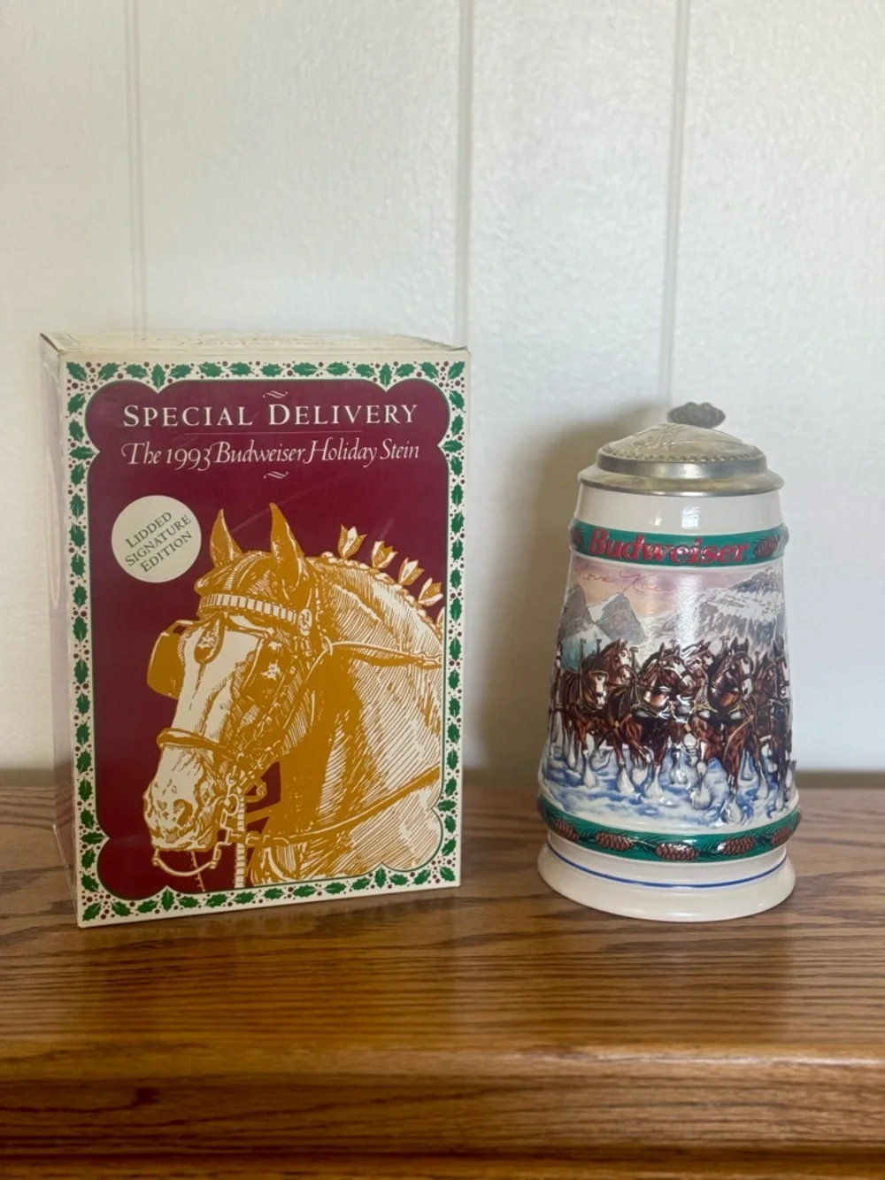 1993 Budweiser Holiday Stein SPECIAL DELIVERY Signature Edition Lidded CS1912S